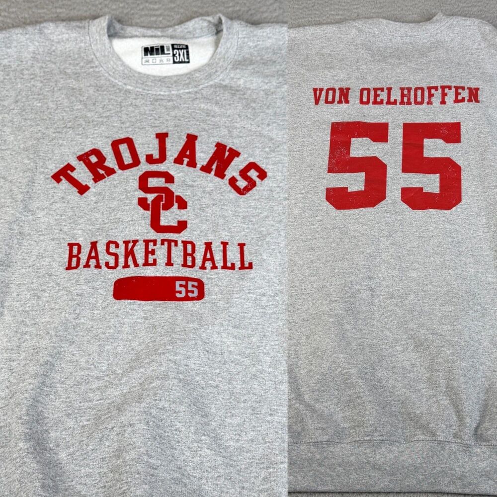 TALIA VON OELHOFFEN USC Sweatshirt Mens 3XL Gray Long Sleeve Crewneck Trojans